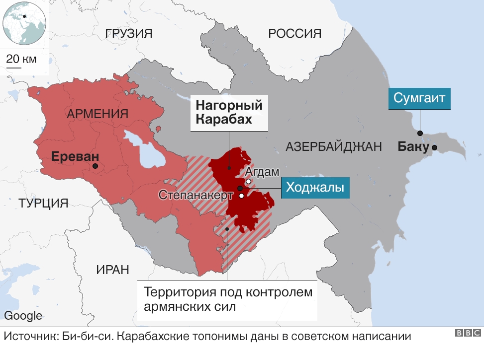 Карта нагорного карабаха и армении и азербайджана с границами